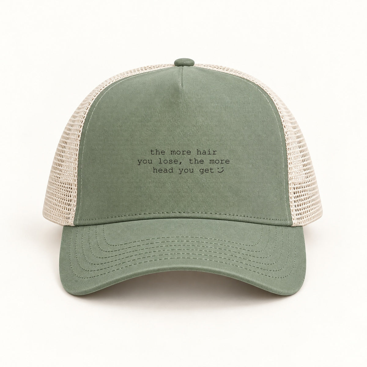 more hair more head trucker cap in sage cream