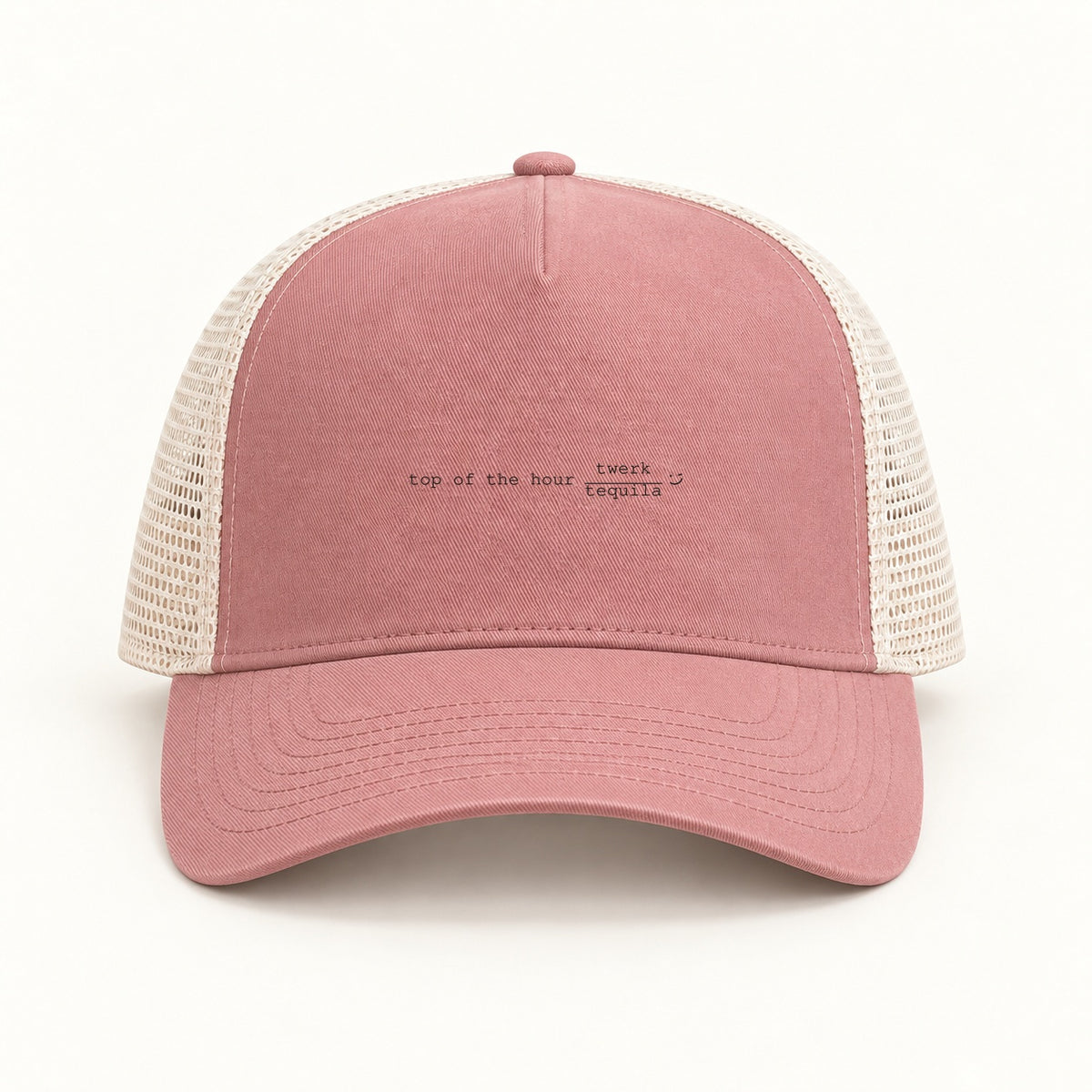 top of the hour trucker cap in dusty rose cream